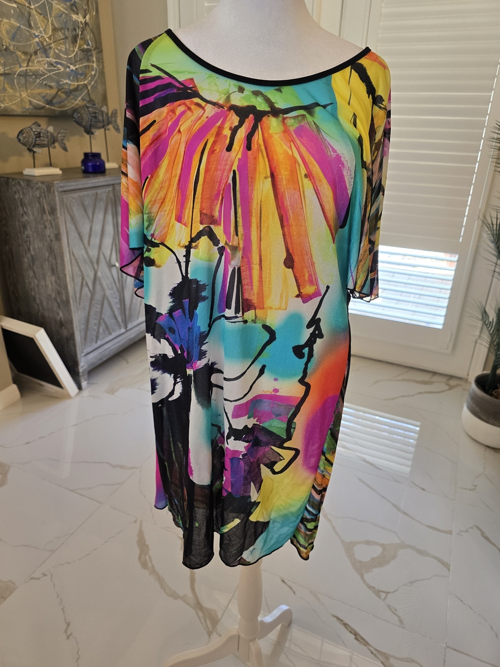 Bright Multicolor Floral Swim Coverup